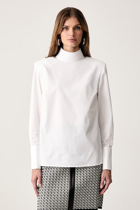 Karl Lagerfeld Bluza ženska bombažna bela enobarvna B4W11025
