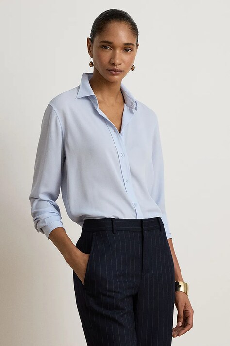 Lauren Ralph Lauren Koszula damska niebieska gładka 200P13804