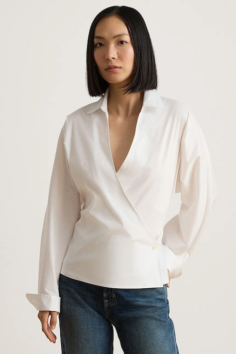 Lauren Ralph Lauren Koszula damska z bawełną biała gładka 200B36197