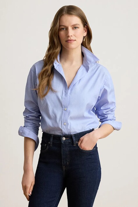 Lauren Ralph Lauren Koszula damska bawełniana niebieska gładka 200B27668