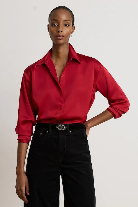 Lauren Ralph Lauren Koszula damska czerwona gładka 200B27610