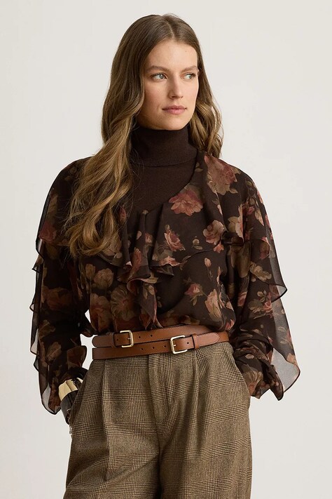 Lauren Ralph Lauren Bluzka damska brązowa w kwiaty 200B27602