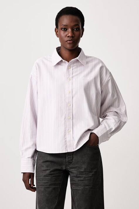 Carhartt WIP Kanan Shirt koszula bawełniana damska fioletowa w paski I037120