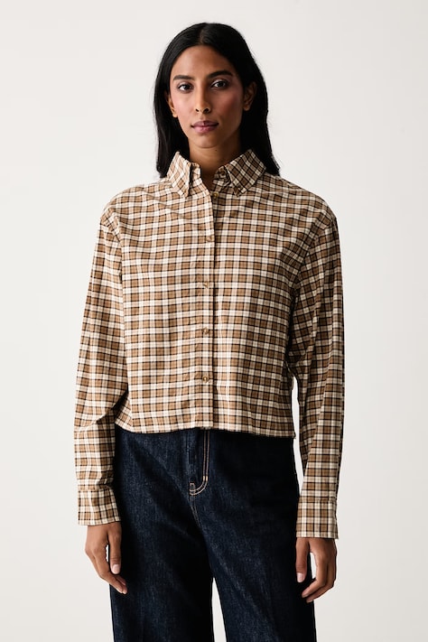 Barbour Koszula damska bawełniana z elastanem Ravenshill brązowa w kratkę LSH1781