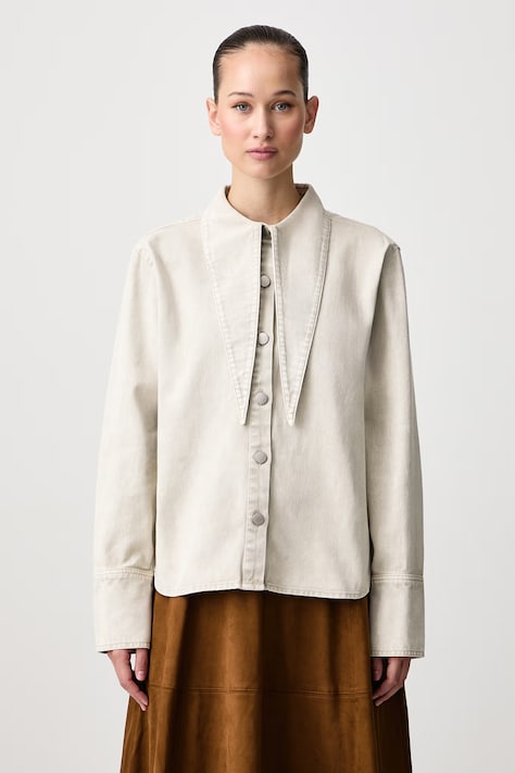 Barbour Koszula damska jeansowa Harleigh beżowa gładka LSH1779