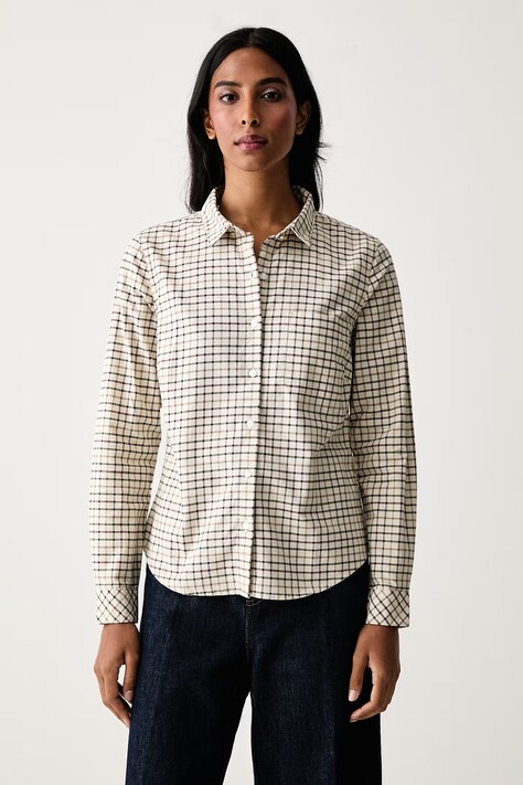 Barbour Koszula damska bawełniana z elastanem beżowa w kratkę LSH1643