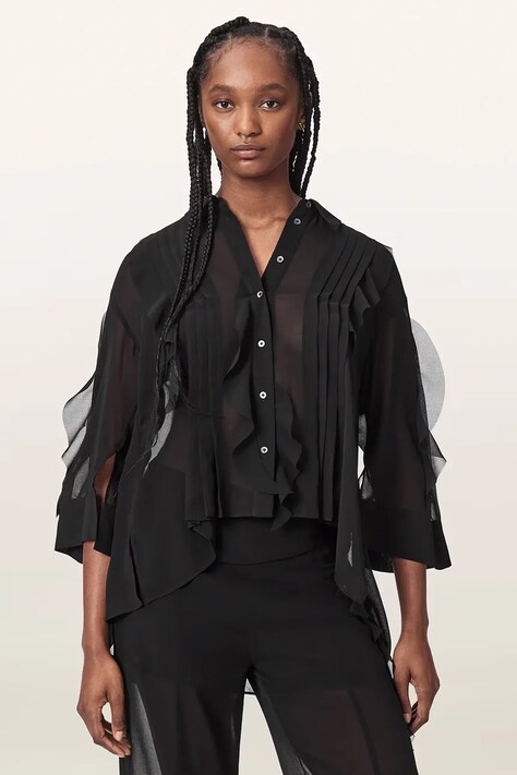 AllSaints Bluzka koszulowa damska MINNA czarna W023PF