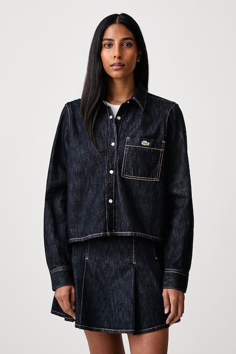 Lacoste Koszula jeansowa damska granatowa gładka CF8406
