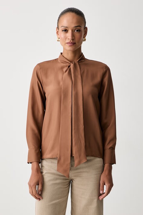 Marella bluza za žene od svile MLSKABALA smeđa bez uzorka 2623116084200
