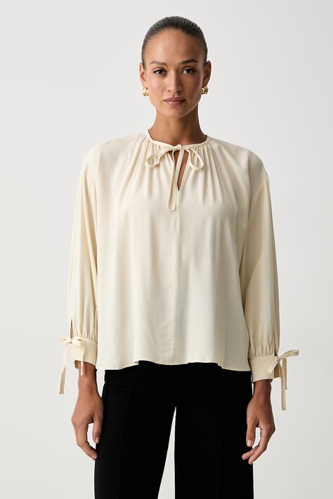 Marella bluza za žene s dodatkom svile Emme by Marella bež bez uzorka 2625116131200