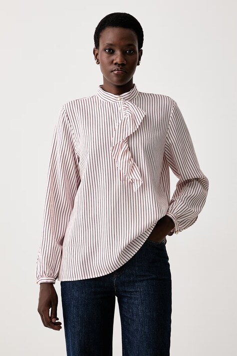 Marella Bluza s volanima za žene s viskozom MLLKIWI crvena prugice 2623116111200