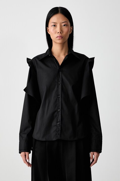 Vetements Double Sleeve Reconstructed koszula bawełniana damska czarna gładka WH27SH045SB