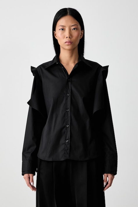 Vetements Double Sleeve Reconstructed πουκάμισο βαμβακερό γυναικείο μαύρο απλό WH27SH045SB
