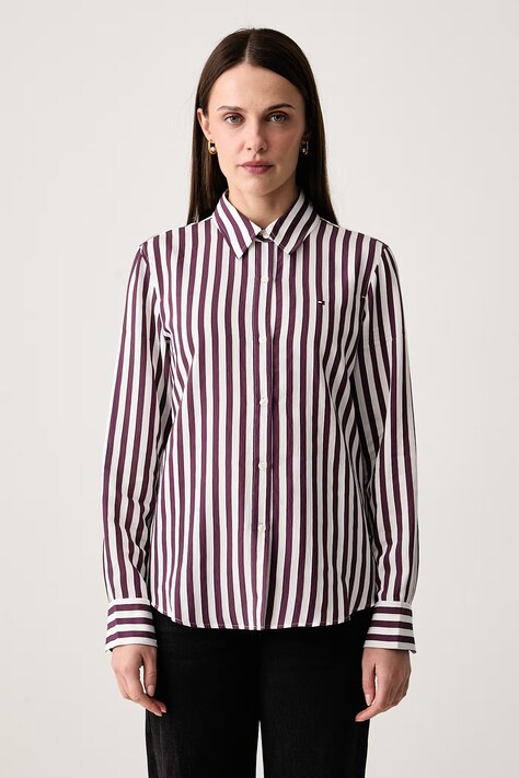 Tommy Hilfiger Πουκάμισο γυναικείο με βισκόζη μπορντό ριγέ WW0WW52927