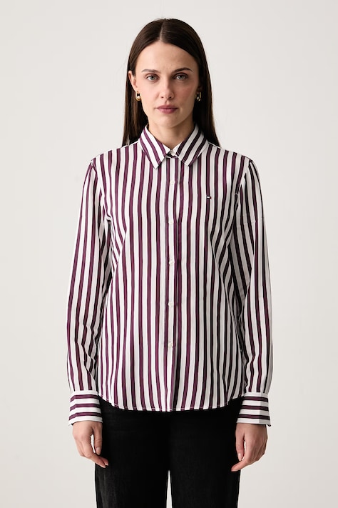 Tommy Hilfiger Πουκάμισο γυναικείο με βισκόζη μπορντό ριγέ WW0WW52927