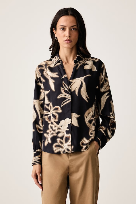 United Colors of Benetton Koszula damska z wiskozy czarna w kwiaty 59NPDQ0FG