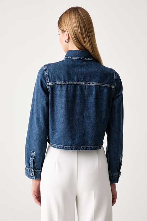 Liu Jo Cămașă pentru femei din denim bleumarin simplă UF6138 D0380