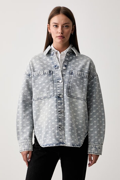 Armani Exchange koszula damska jeansowa niebieska monogram XW002755 AF25777