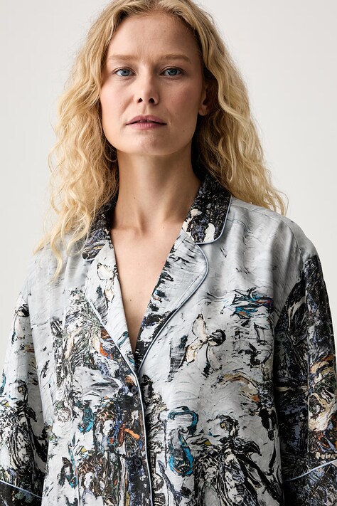 MUNTHE сорочка жіноча шовкова VUSHI — AW26-KDDZOZ, сірий — фото 4
