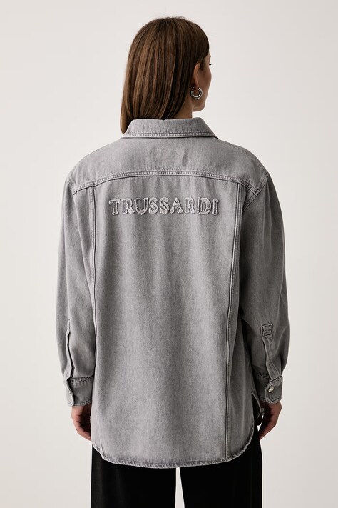 Trussardi Koszula damska jeansowa szara gładka 54006000038N