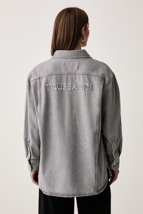 Trussardi Koszula damska jeansowa szara gładka 54006000038N