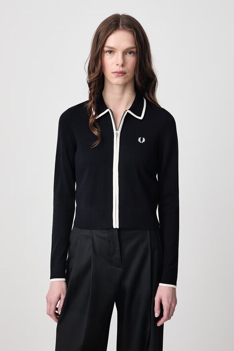 Fred Perry Sweter rozpinany damski z wełną granatowy K3122