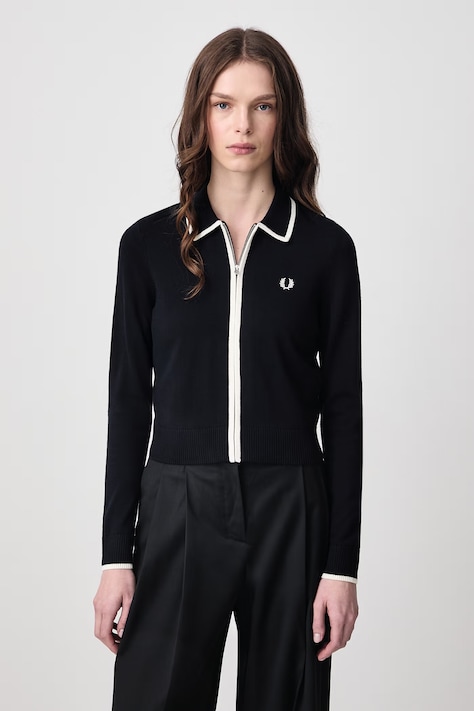 Fred Perry Sweter rozpinany damski z wełną granatowy K3122