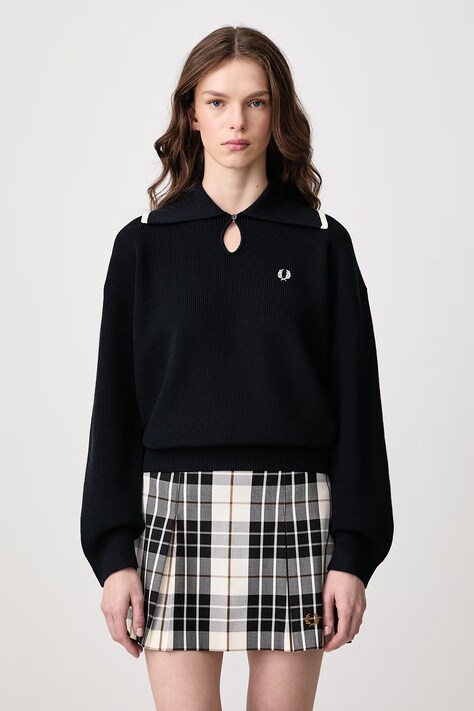 Fred Perry Sweter damski z dodatkiem wełny granatowy K3124