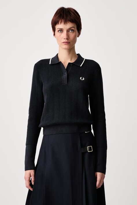 Fred Perry Sweter damski bawełniany granatowy K3126