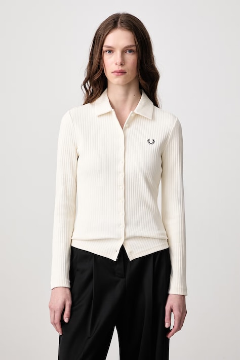 Fred Perry Koszula damska bawełniana z elastanem beżowa gładka G3163