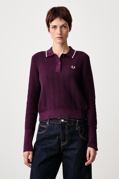 Fred Perry Sweter damski bawełniany fioletowy K3126