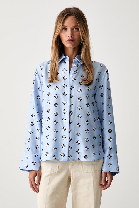 MM by Max Mara koszula jedwabna MMLDISCO niebieska 2626116017600