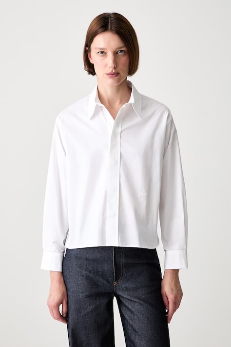 Kenzo koszula bawełniana damska biała gładka FG62CH2959LF
