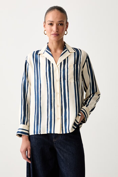Weekend Max Mara koszula damska jedwabna WKDCORONA granatowa w paski 2625116071600