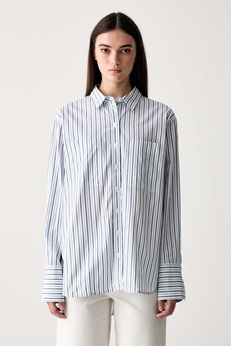 Barbour koszula damska bawełniana Fawley niebieska w paski LSH1756