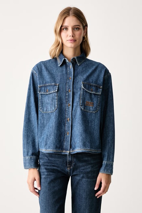 Joop! Koszula damska jeansowa niebieska gładka 30102911