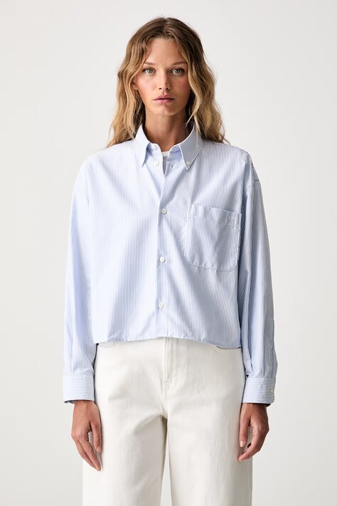A.P.C. koszula damska bawełniana chemise sophia button down logo niebieska COHOC.F12632