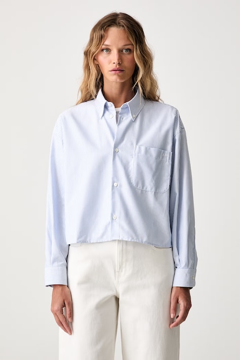A.P.C. koszula damska bawełniana chemise sophia button down logo niebieska COHOC.F12632