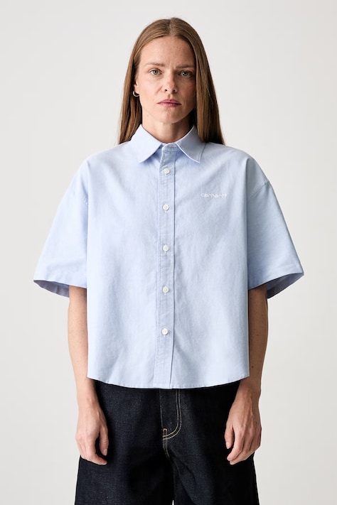 Carhartt WIP W S/S Kaia koszula bawełniana damska niebieska gładka I036795