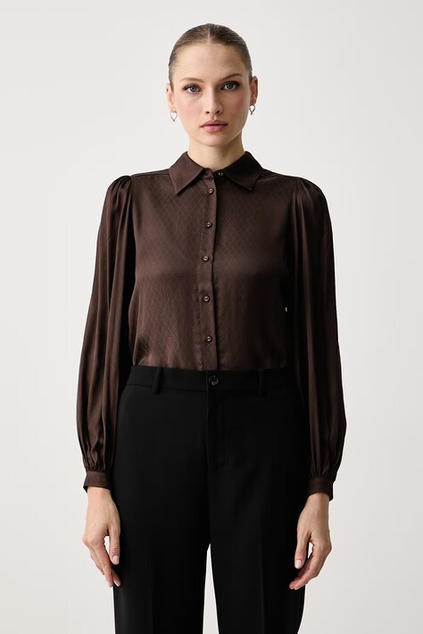 Twinset Košeľa dámska z viskózy hnedá hladká 262TT2490