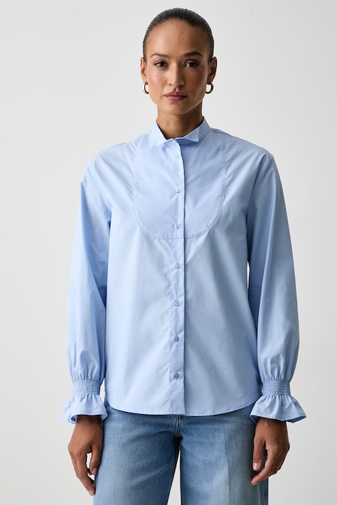 Twinset риза дамска от памук синя 262TF2100
