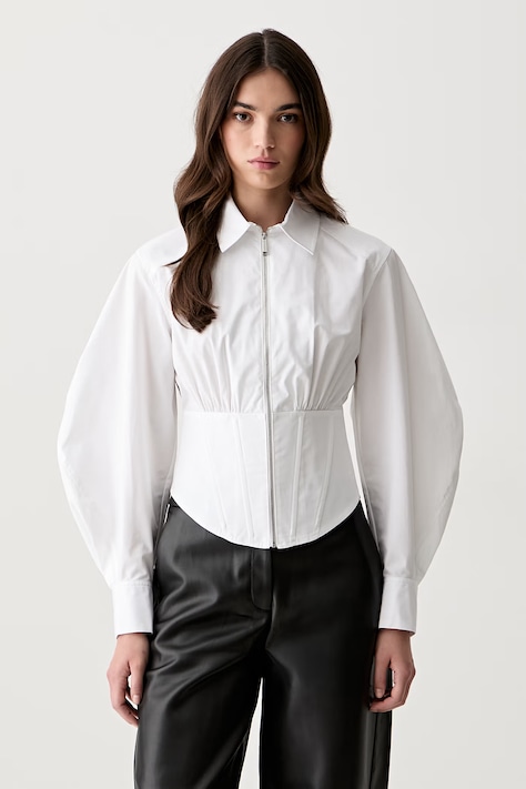 Karl Lagerfeld cămașă pentru femei din bumbac albă B3W11020