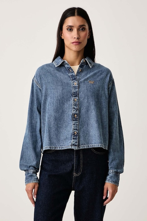 Guess Jeans Риза дамска от деним синя W6YH02 D1191