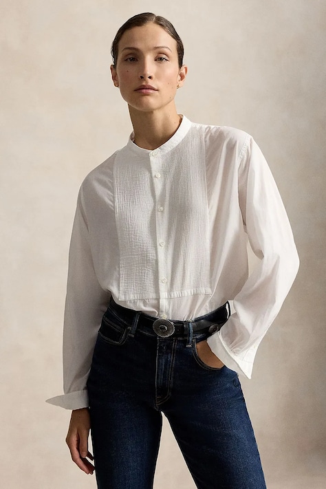 Polo Ralph Lauren koszula damska bawełniana biała gładka 211B23867