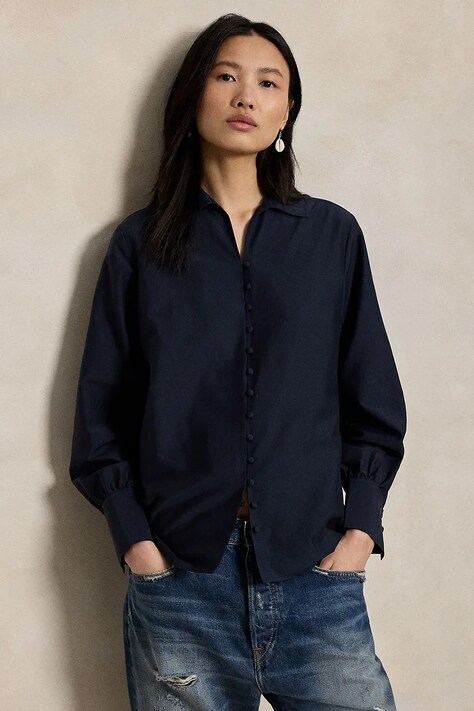 Polo Ralph Lauren Shirt with silk blend Women's blue plain 211B17605