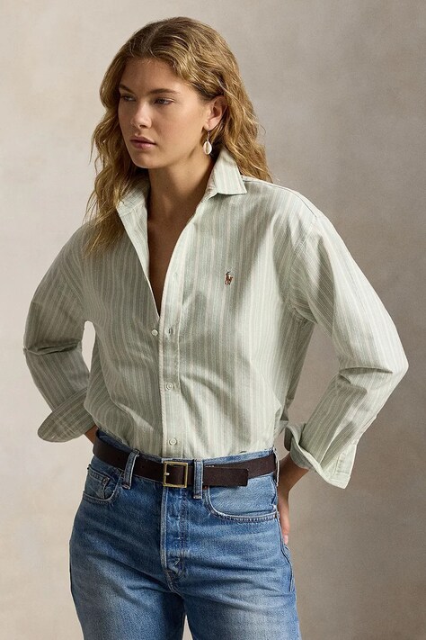 Polo Ralph Lauren koszula oxford damska bawełniana zielona 211B21507