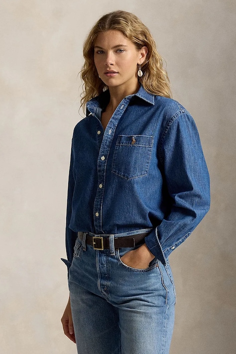 Polo Ralph Lauren koszula damska jeansowa niebieska gładka 211B17146