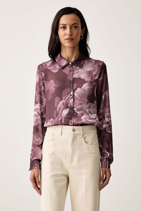 Guess Košile dámská CLOUIS růžová s rostlinným vzorem W6YH68 W3212