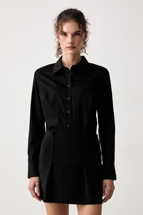 Guess Koszula damska bawełniana z elastanem NEW CATE czarna gładka W6YH10 W2752