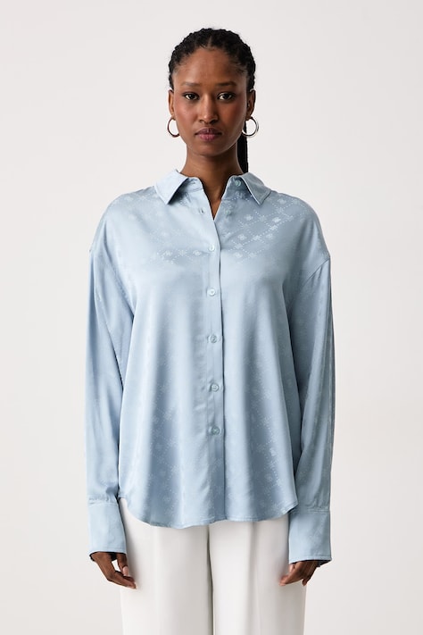 Guess Cămașă pentru femei din vâscoză CAROLYN albastră monogramată W6BH46 W4236